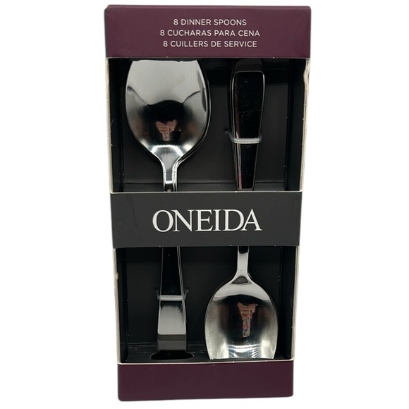 Oneida Silver Dinner Spoons 8 Piece Set Classic New in Box! - Picture 1 of 3
